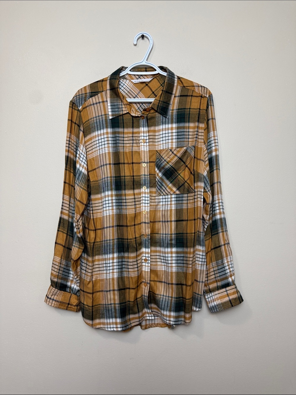 cleo Yellow Plaid Button-Down Shirt size L
